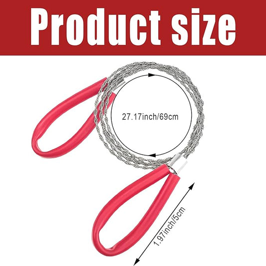 8 PACK Stainless Steel Wire Saw Emergency Saw Kit, 27Inch Light Weight for Wood Camping Hiking Hunting, Red, Black