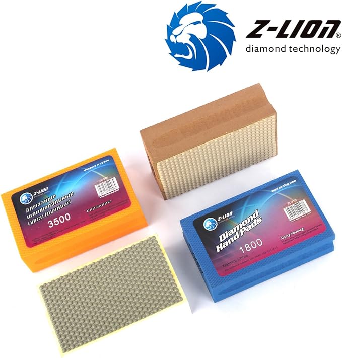 Z-Lion Resin Hand Polishing Pads for Stone Glass Ceramic Marble Granite Fine Sanding,Set of 4 Pcs