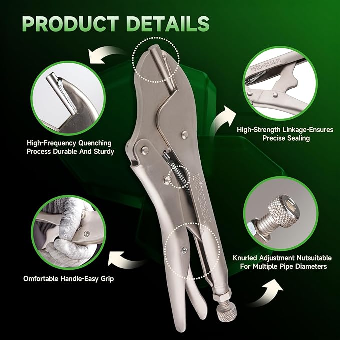 Pinch Off Plier Locking Pinch-Off Vise Grips Tool, Precision Knurled Adjusting Nut, Pipe Sealing Lock Tool Clamping Fitting