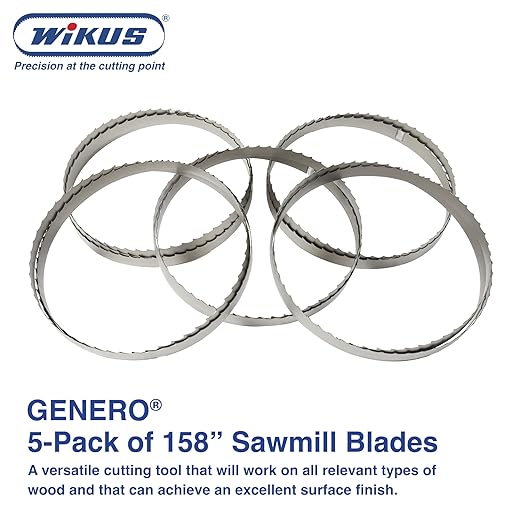 Bandsaw Blade 158'' x 1 1/4'' – Portable Precision Band Saw Blades for Woodworking, Sawmill & Wood Cutting - 10° Durable Saw Blade, 1.15 TPI, 0.042'' Thick - 5 Pack - Made in Germany – GENERO by WIKUS