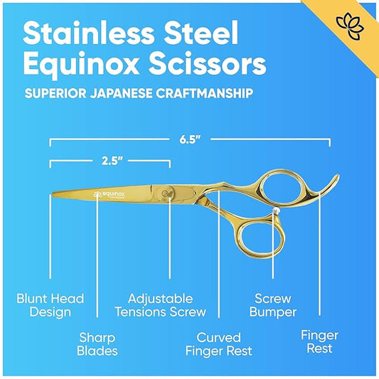 Equinox Razor Edge Series Professional Hair Scissors - 6.5??Premium Japanese Stainless Steel Hair Cutting Scissors, Hair Shears, Hair Razors for Hair Cutting, Barber Accessories & Hair Salon Supplies