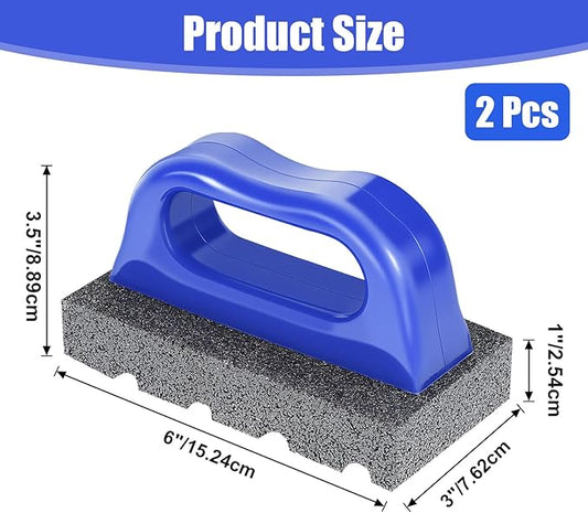 2 Pcs Rub Brick with Handle Concrete 20 Grit Masonry Tools Smoothing Cleaning Removing Marks Tool