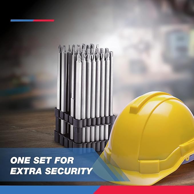 NEIKO 10224A 1/4" Extra Long Security Bit Set, 32 Piece Screwdriver For Drill, S2 Steel 6” Long Torx ,Tamper Proof , Torx, PoziDriv, Spanner, Tri-Wing, Security Power Bit