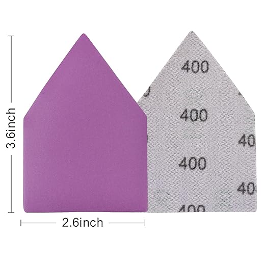 400 Grit Sandpaper 50PCS, 90mm x 65mm Triangle Sanding Sheets, Fits Milwaukee M12 Fuel Sander, Hook & Loop Detail Sander Pads, Ceramic Alumina Abrasive Sand Paper for Wood Finishing, Detail Sanding