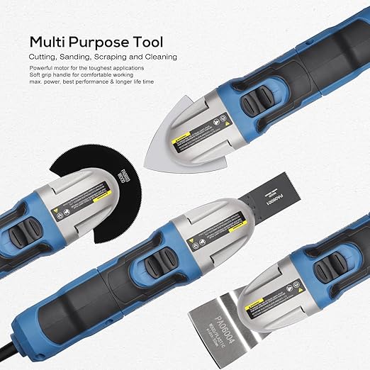 Oscillating Tool, 1.5A Oscillating Multi Tool with with 3째 Oscillation Angle, 12 Piece Accessories Scraping, Grinding, Sanding, Cutting