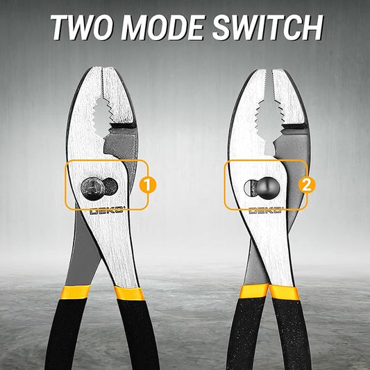 DEKOPRO 10 inch Slip Joint Pliers, Plier with Rubber Grip Handle, High Carbon Steel Plier Tools - Rust Resistant Finish