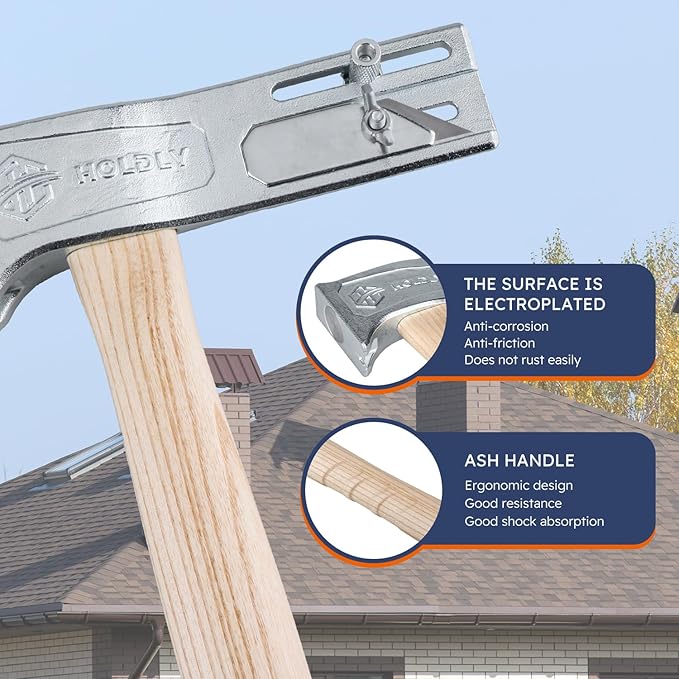 All-in-One Magnetic Roofing Hammer with Slide Gauge, Built-in Utility Knife & Nail Puller - Multi-Functional Roofing Tool for Shingle Repair