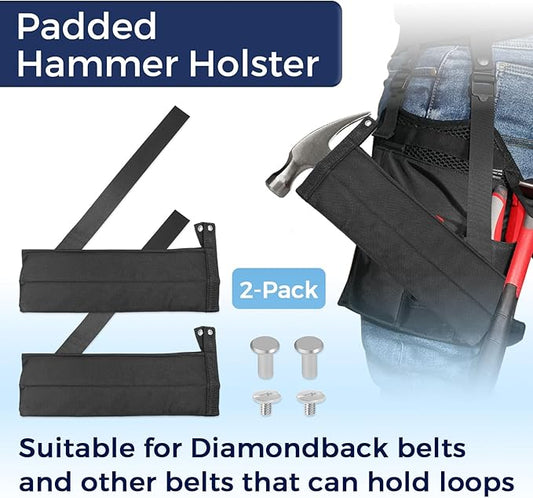 2 Packs Hammer Sleeve Replaces Diamondback Hammer Holder for Belt, Padded Hammer Holster with Adjustable Tether for Carpenters, Roofers, Framers, Electricians