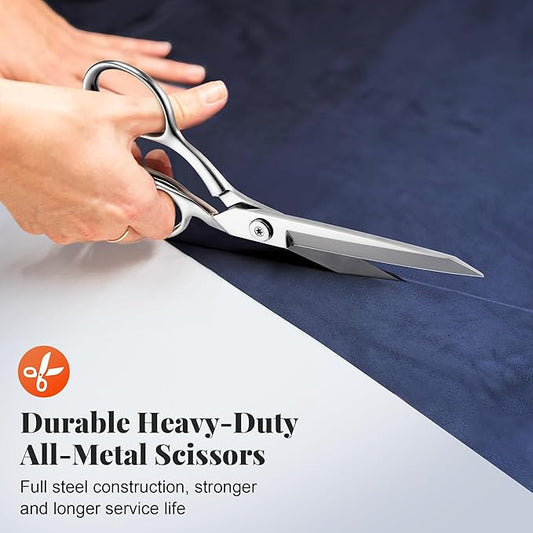 Nuanchu Professional Fabric Scissors, 8" Sewing Scissors for Fabric Cutting, Heavy Duty Multi Purpose Shear for Tailoring, Leather, Craft, Stainless Steel Sharp Precision Shears Blades, Ambidextrous