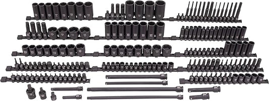 SUNEX 10181 3/8" & 1/2" Drive SAE & Metric 6 Point Standard & Deep with Star (E and Tamperproof), Triple Square, & Hex Bit, 181-Piece