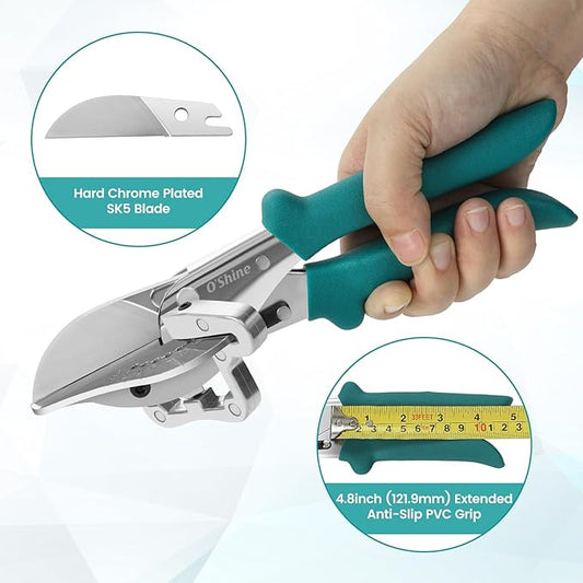 O?셎hine Long Handle Miter Shears, Quarter Round Cutting Tool For Molding Wood, 45~135 Multi Angle Shoe Molding Cutters, Trim Cutter Hand Tool For Angular Cutting Moldings Crafting, w/ 1pc Extra Blade