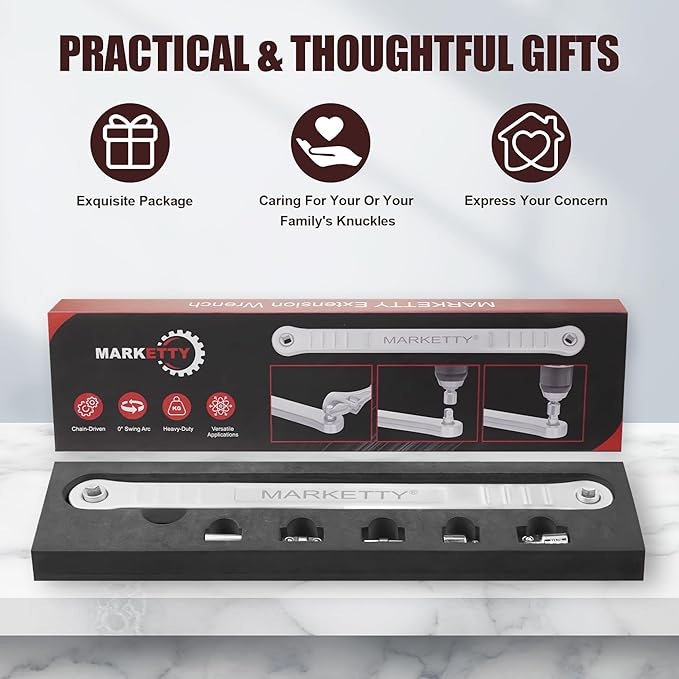 Offset Extension Wrench Impact Ready 3/8" for Tight Spaces, Wrench Extender Tool with 3/8", 1/4", 1/2" Square Drive Adapters and 1/4" Socket,Easy to Use,Speed Professional Offset Extension Wrench