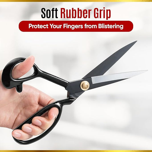 10" All Purpose Fabric Scissors, Heavy Duty Tailoring Scissors and Shears for Sharp and Precise Fabric Cutting, Professional, Industrial, Travel, Home Improvement and Sewing Projects
