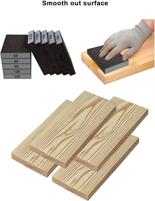 Fine Sanding Block Sandpaper Sponge - 10Pcs 80 Grit Sand Paper Blocks for Wood, Metal, and Drywall