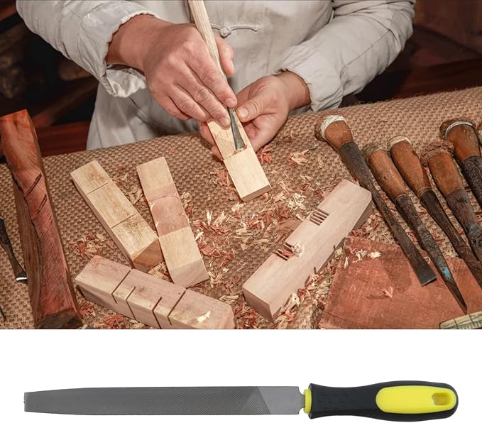 1 Pcs 8in Length Flat File, High Carbon Steel Hand File with PVC Anti-collision Handle for Refining, Removing, Shaping and Scraping Projects, Used in Jade, Ceramic, Metal Polishing