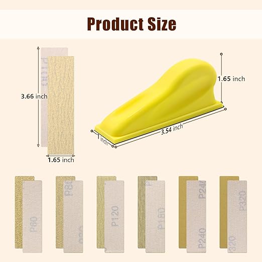 ZEHIQ Micro Sander Kit, 3.5??x 1??Detail Hand Sander for Crafting, Sandpaper Assortment of 60 80 120 180 240 320 Grit for Small Projects DIY Crafts Wood Metal Polishing Tight Narrow Spaces (60pcs)