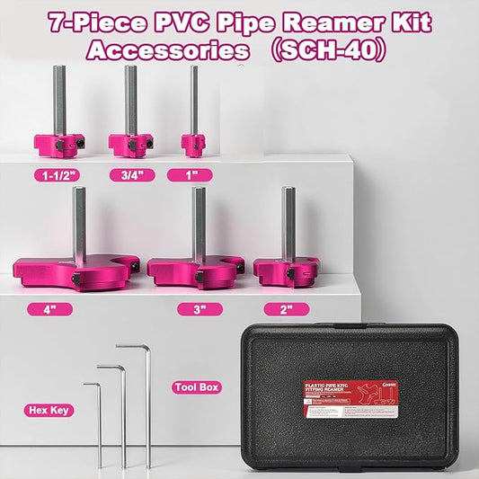 6Pcs Triple Blade PVC Pipe Reamer Kit 3 Blades Pipe Fitting Saver Tool for Plumbing with Triple Blade & 1/4-Inch Hex Shaft for PVC SCH40 ABS CPVC (3/4", 1", 1-1/2", 2", 3", 4") Plastic Fitting Reamer