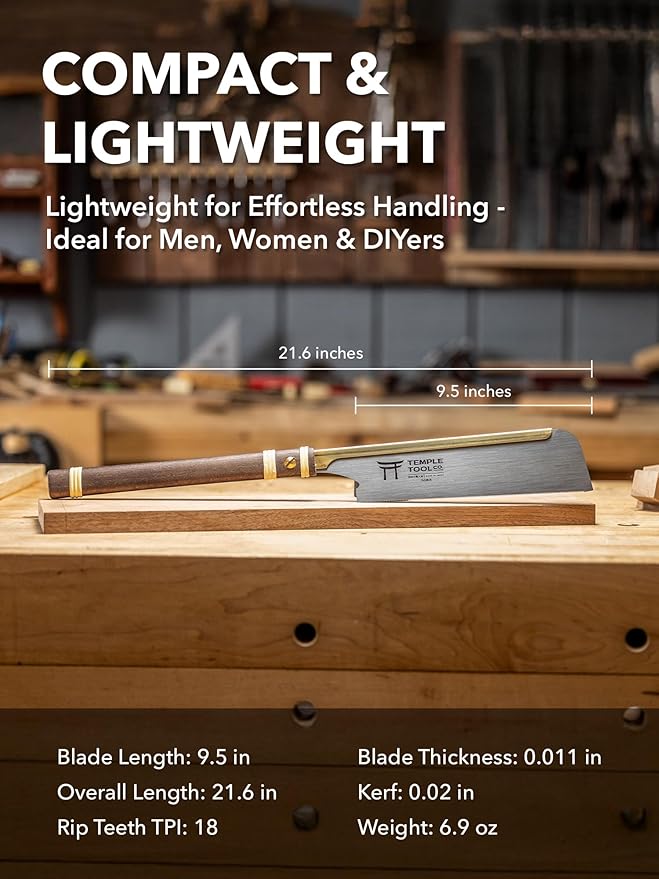 Co. Japanese Pull Saw - Rip-Cut 9.5 - Hand Saw for Dovetails, Tenons, Fine Joinery