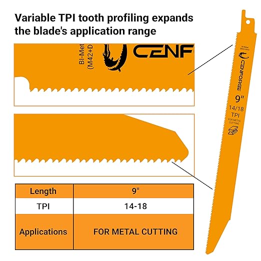25-PC Reciprocating Saw Blades, 9 inch, 14-18 TPI, BI-Metal (M42+D6A) Material, Replace Milwaukee, Dewalt and Diablo sawzall Blade, for Sawzall Blades Metal