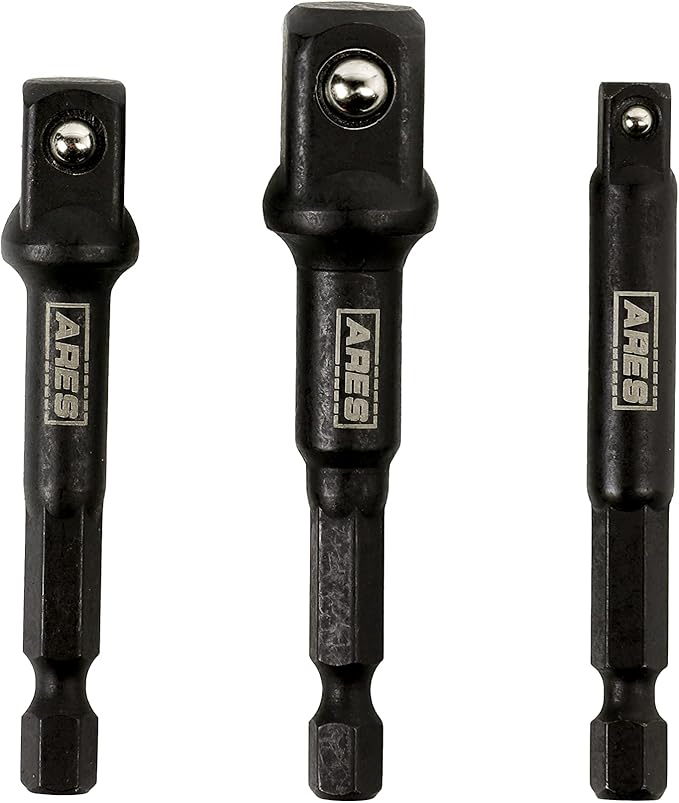 ARES 22022-3" Impact Grade Socket Adapter Set - Turns Impact Drill Driver into High Speed Socket Driver - 1/4", 3/8", and 1/2" Drive