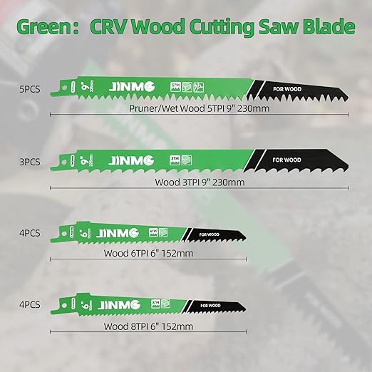 20-Piece Reciprocating Saw Blade Set - 4 Metal & 16 Wood Cutting Saw Blades, Pruner Saw Blades with Organizer Case - Fits Most Brands