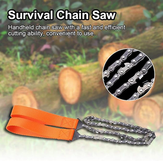 Pocket Chainsaw, 36 Inch Chain Rope Portable Hand Saw with 48 Bi-Directional Teeth chain saw Best Compact Handheld Camping and Survival Chain Saw for Fast Easy Cutting
