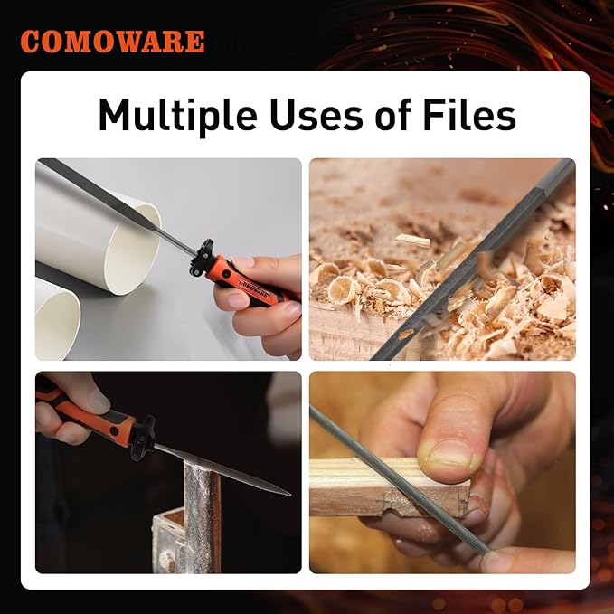 COMOWARE 17Pcs Handsaw & File Set with Blade Quick Change Mechanism, 10 Saw Blades & 6 Precision Files for Woodworking, DIY, Model Crafting, PVC/Metal Cutting Tools
