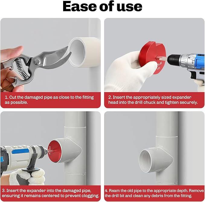 9 Pcs PVC Pipe Reamer Kit With 1/2 inch, 3/4 inch, 1 inch, 1-1/4inch, 1-1/2inch, 2inch, 2-1/2inch, 3inch, 4inch, 2 Carbide Inserts,for SCH40 PVC, ABS, and CPVC pipe jacketing