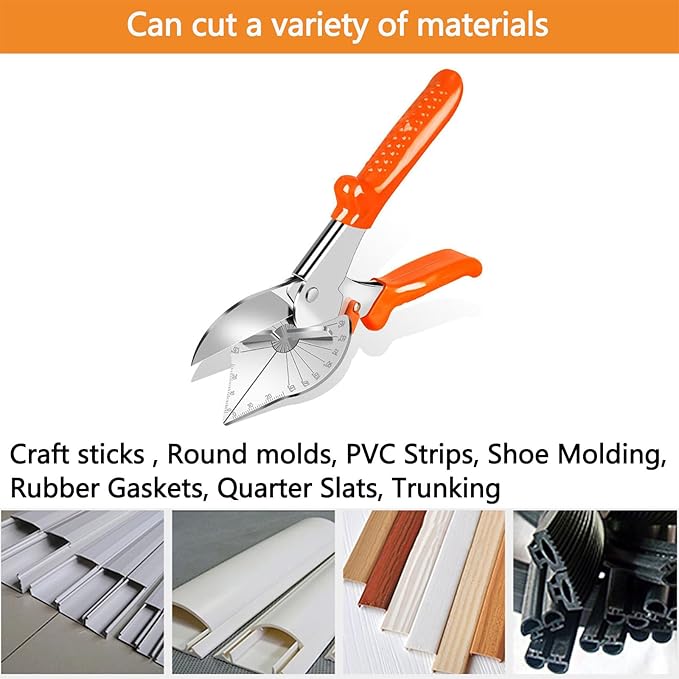 Miter Shears for Trim and Molding ??Adjustable Angle Cutter 45째??35째, Hand Tool for Soft Wood, Quarter Round, PVC, Rubber, Popsicle Sticks, Decorative Edges