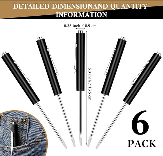 6 Pcs Pocket Screwdriver Mini Tops and Pocket Screwdrivers with Magnet Pocket Screwdriver for Mechanical Electrician Technician Repair Tool (Black)