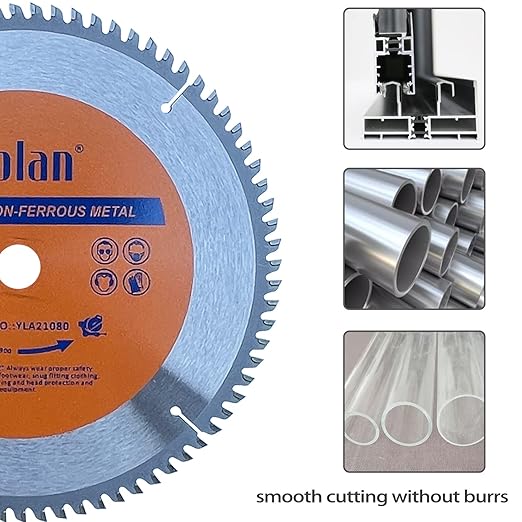 Yolan 8-1/4-Inch 80 Teeth Circular Saw Blade with 5/8-Inch Diamond Knockout Arbor, 8-1/4" Tungsten Carbide Tip for Cutting Aluminum, Non-Ferrous Metal Table Saw Accessories,Polished Miter Saw Blade