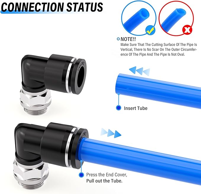 TAILONZ PNEUMATIC Male Elbow 10mm Tube OD x 1/4 Inch BSP 90 Push to Connect Fittings PL10-02 (Pack of 10)
