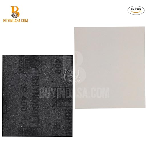 Indasa Rhynosoft Foam Sanding Pads - 4.5" x 5.5",Hook and Loop,180 Grit, Plusline, Flexible, Tear-Resistant, Ideal for Automotive, Wood, & Finishing (Pack of 20 Pads)