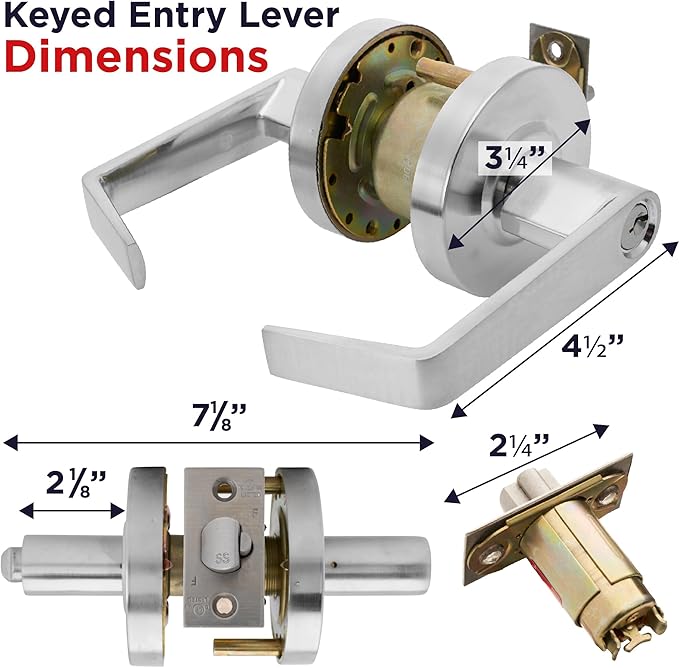 Commercial Entry Door Handle | Grade 2 Ultra Heavy Duty Lockset with Keys | Offices, Stores, Industrial | UL CUL & ADA | Satin Nickel | ANSI A156.2 | Durable Knob for High-Traffic Areas