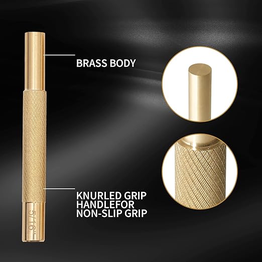8-Piece Brass Punch Set, Removing Repair Tool 1/8", 9/64", 5/32", 3/16", 7/32", 1/4", 9/32" and 5/16" Brass Pin Drive Punch Set