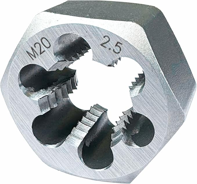 Metric M20 x2.5 Right Hand Hex Die for Fixed Die Screw Cutting & Tapping Repair Tool, Gcr15 Alloy Steel