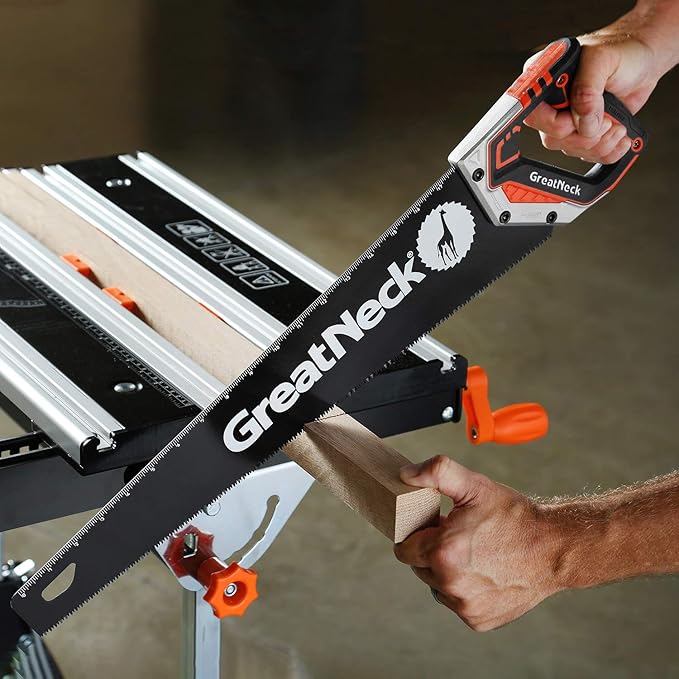 GreatNeck 74004 20 Inch Hand-Saw, 20" Saw for Wood-Cutting, Tri-Bevel Teeth, SK-5 Steel Blade for Wooden and Plastic Jobs, Handsaw with Anti-Slip Comfort Handle