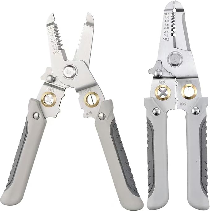 Electrician's Multi-Function Wire Stripper Tool, 6-in-1 Multi-Function Wire Stripper, Ergonomic Handle Design, Ideal for Home Renovation and Automotive Use (B-With measuring edge)