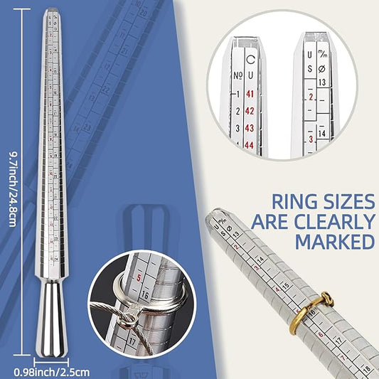 Ring Sizer Mandrel Ring Making Tool Ring Shaper Tool Fix Bent Rings Metal Size Measuring Repair Kit with Jewelry Mallet