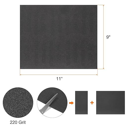 HARFINGTON 100pcs Sandpaper 220 Grit 9 x 11 Inch C-Weight Backing Silicon Carbide Abrasive Wet Dry Sanding Sheets for Wood Finishing, Metal Sanding, Automotive Polishing