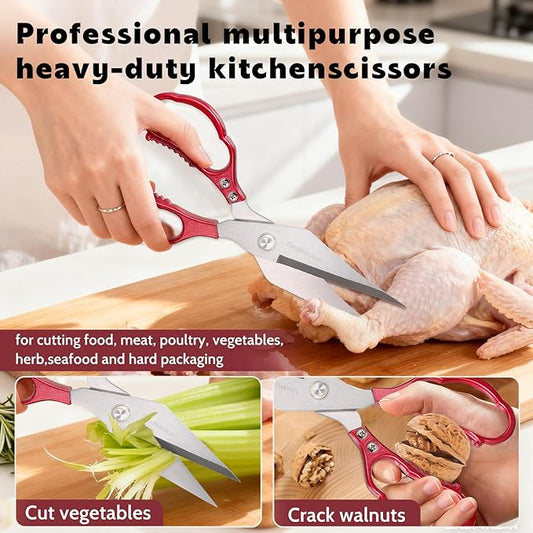 Kitchen Shears & kitchen* scissors All Purpose | kitchen gadgets-Heavy Duty Stainless Steel Meat Poultry Food Scissors, Dishwasher Safe for Home and Kitchen Essentials, Utensils, Gadgets, Accessories