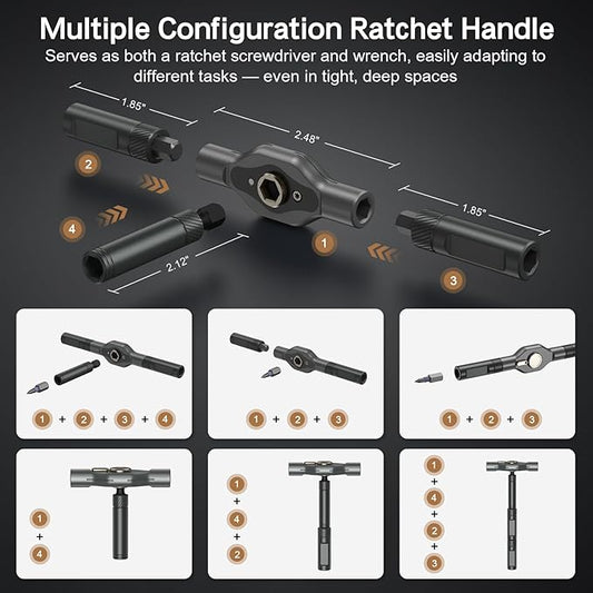 42 in 1 Magnetic Screwdriver Set, DIY Ratchet Screwdriver Set, Multi Bit Magnetic Drive Set with Detachable Ratchet Handle, Portable Compact Repair Tool Kit for Home Furniture Computer Bicycle