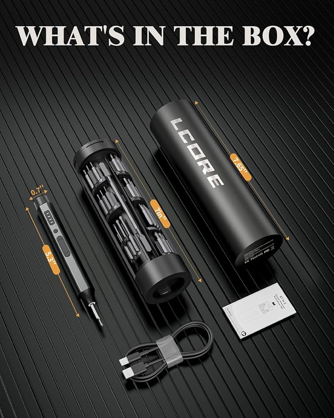 LCORE 67 in 1 Mini Electric Screwdriver Set,62 S2 Steel Bits,4 Adjustable Torque,Magnetic Storage Case,4 LED Lights electric screwdriver cordless Repair Tool Kit for Electronics Phone Laptop Camera