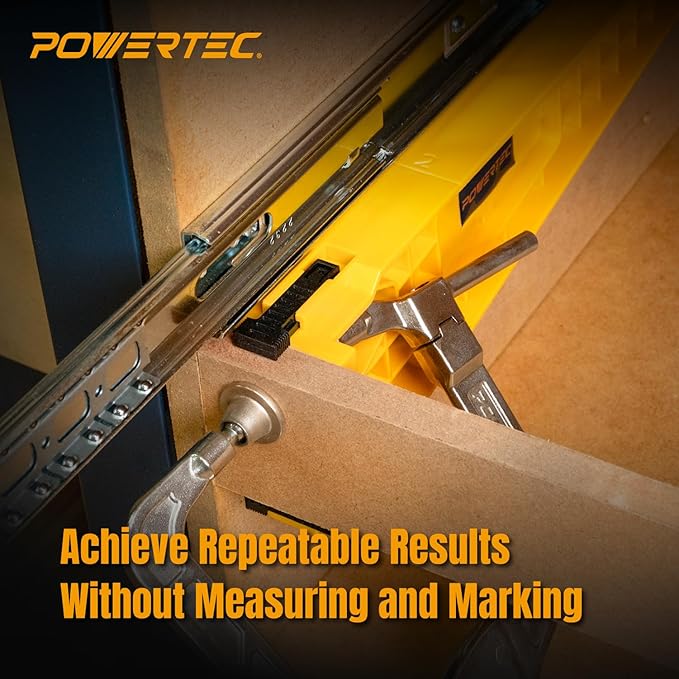 POWERTEC Drawer Slide Jig Set ??Drawer Slide Installation Tool for Cabinets Desks Dressers Kitchen Drawers and Woodworking Projects ??Supports Framed & Frameless Cabinets (72349)