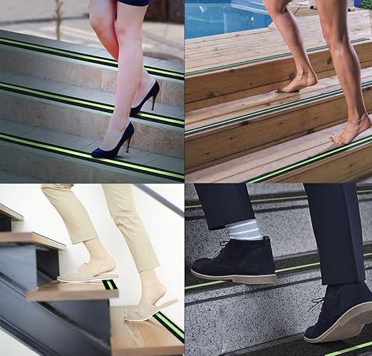 RELIANCER Anti Slip Safety Grip Tape 2inx30ft Green Glowing in The Dark Non Skid Stage Safety Tape High Traction Grit Stairs Tape Hazard Caution Warning Tape for Steps (2"횞30', Green&Black)