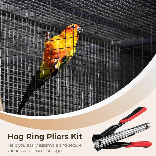 2500 C20 Hog Rings & Manual Fencing Pliers Set, C-Type Clamp Tool For Wire Fence Installation