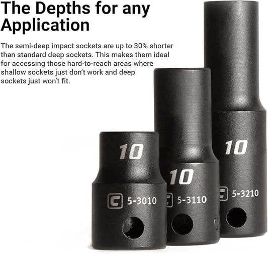 Capri Tools 3/8 in. Drive 11/16 in. Semi-Deep Impact Socket