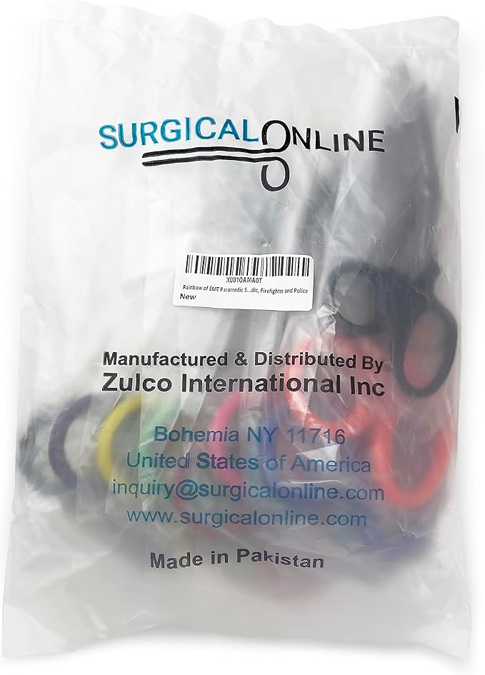 SURGICAL ONLINE 11 Pcs Set - Razor-Sharp EMT Trauma Shears + 5.5" Lister Bandage Scissor - Heavy Duty, Non-Stick Surface, Ergonomic Handle, Comfortable Grip, CE Certified. (Assorted Rainbow Colors)