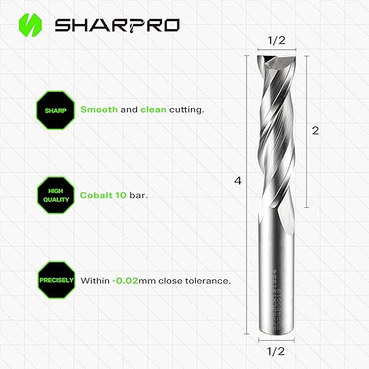 Spiral Upcut Router bit 1/2 Shank, 1/2 Upcut Spiral Router Bit Extra Long, Up Cut Spiral Router Bits 1/2 Shank,Solid Carbide Router Bits 1/2, Ideal for Wood Inlay, Plunge Plastic