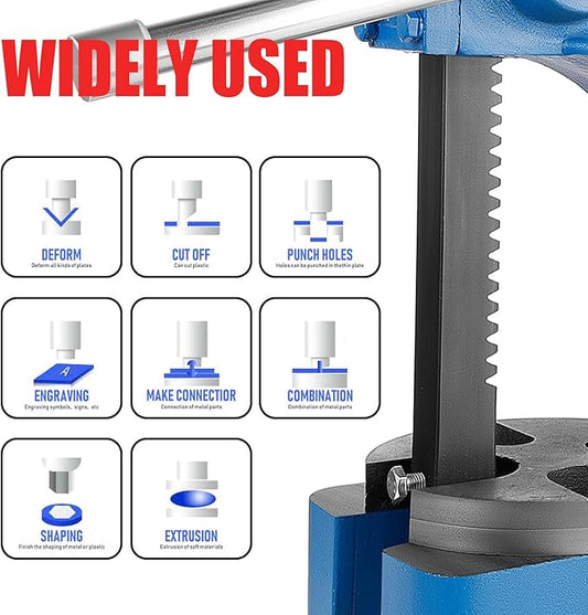 1 Ton Manual Arbor Press, 5.5 Inch Max Height Arbor presses, Cast iron material, Manual Press is Suitable for Punching, Bending, Stretching and Forming Tasks in Workshops and Garages (1T Blue)
